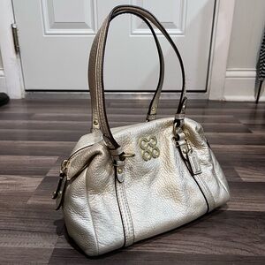 COACH Julia Mini Duffle Boston Metallic Gold Leather Handbag